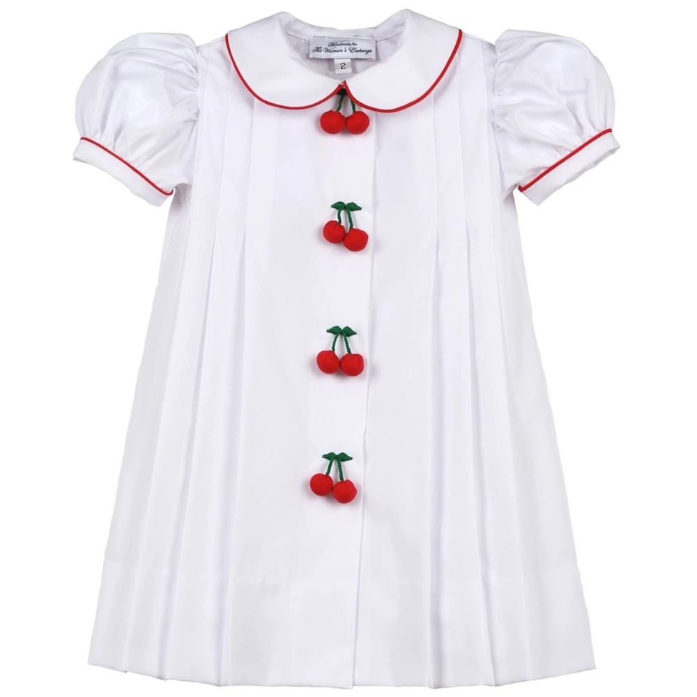 Handmade Girls Cherry Dress with Red Cardigan